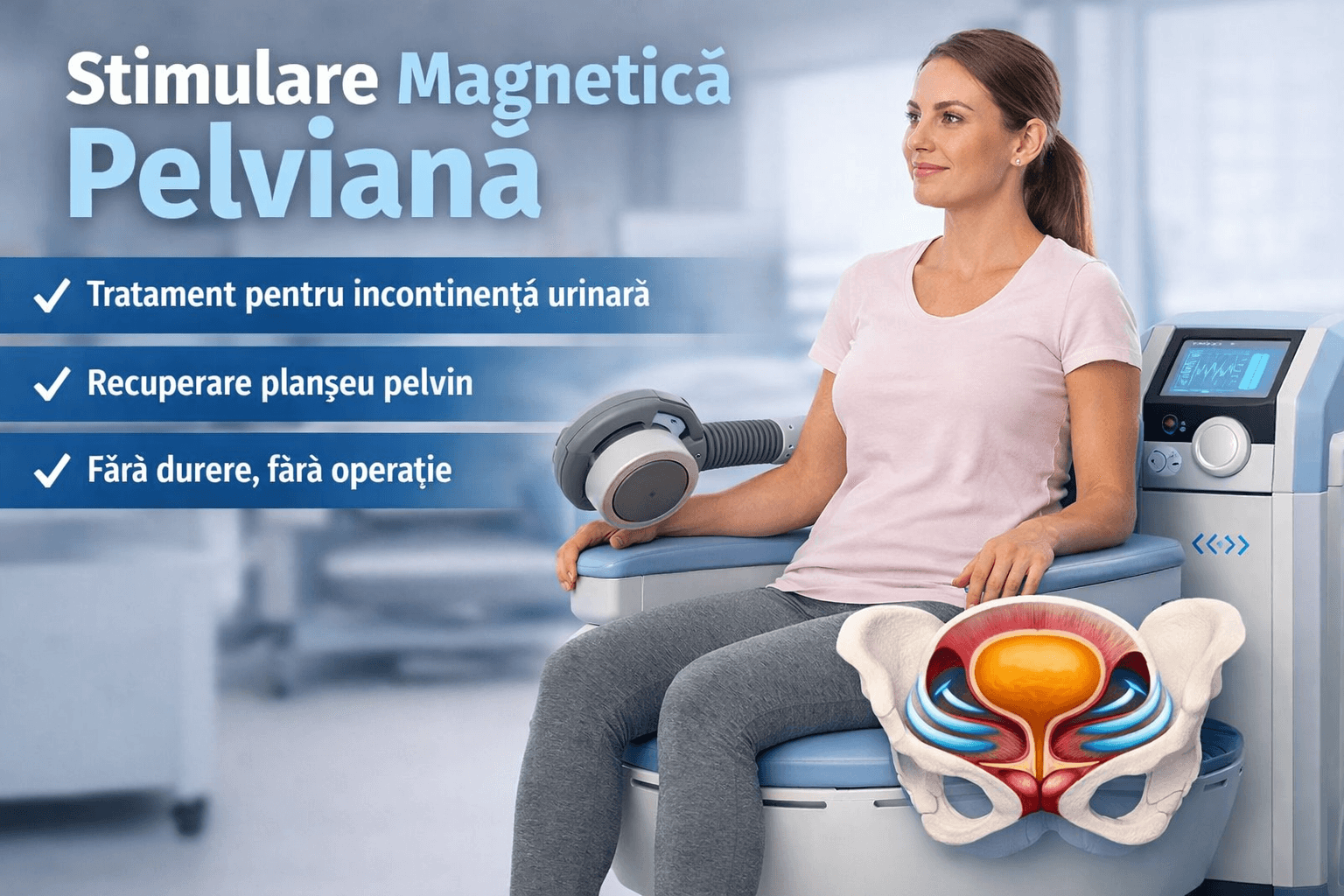 Stimulare magnetică pelviană în Pitești – tratament modern pentru incontinență și recuperare planșeu pelvin